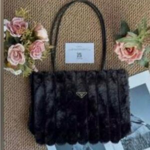 Prada Black Faux Fur Tote Bag